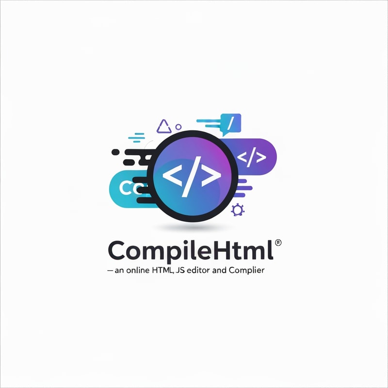 "Design a modern, tech-inspired logo for CompileHtml—an online HTML, CSS, JS editor and compiler. The logo should blend symbols of code with a sleek, creative aesthetic. Use bold, energetic colors and include graphical hints of speed, creativity, and web development. The logo must feature the name 'CompileHtml' in a clear, readable font and convey efficiency and innovation."