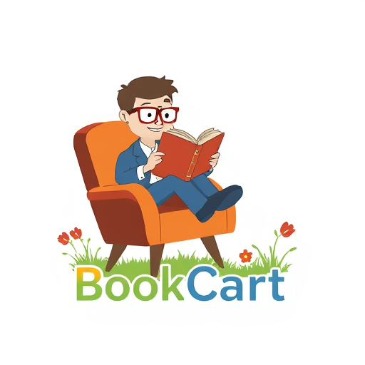 Professional logo design. i wnat to design a logo.Like, a small foot-man like wearing glasses sitting in chair and reading book.and add text 'BookCart ' with around a and with a grass flowers