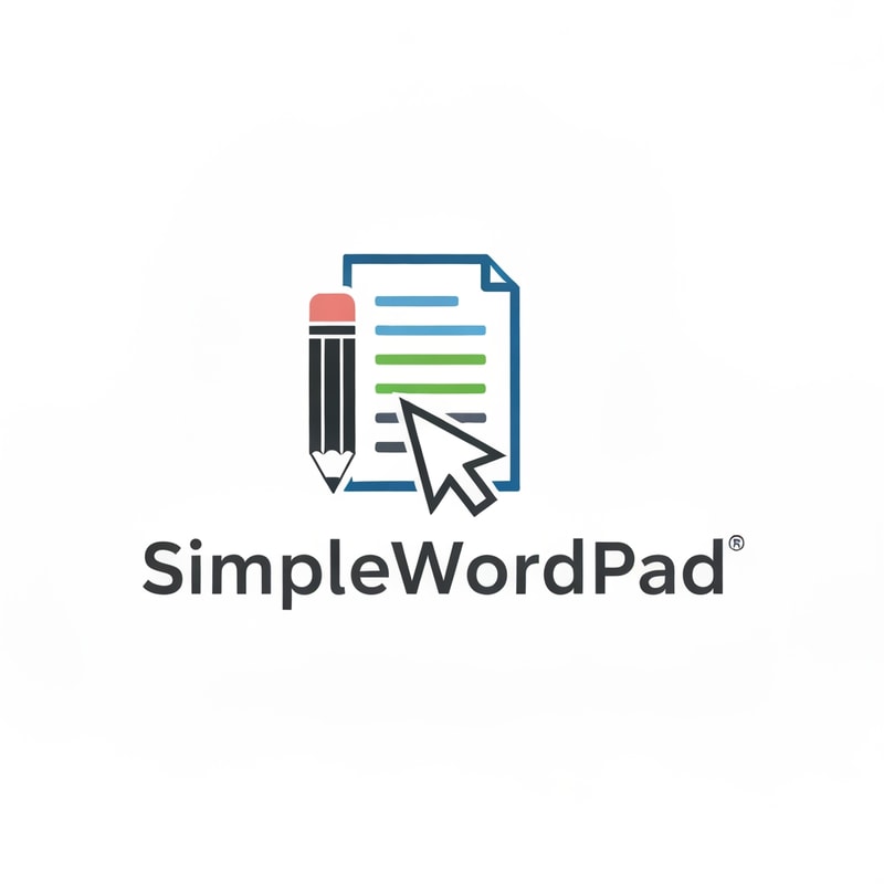 "Create a minimalist and modern logo for 'SimpleWordPad,' a word editor and compiler web application. The design should be clean and simple, using a stylized representation of a pencil, a document, or a cursor. Incorporate a professional color palette with calming colors like blues, greens, or grays. The typography for 'SimpleWordPad' should be a clean, sans-serif font, possibly in all lowercase to give it an approachable feel. The overall logo should convey a sense of simplicity, ease of use, and modern technology."
