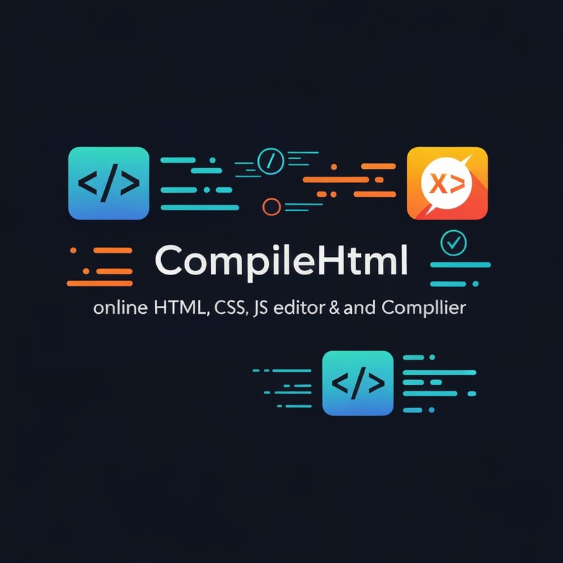 "Design a modern, tech-inspired logo for CompileHtml—an online HTML, CSS, JS editor and compiler. The logo should blend symbols of code with a sleek, creative aesthetic. Use bold, energetic colors  and include graphical hints of speed, creativity, and web development. The logo must feature the name 'CompileHtml' in a clear, readable font and convey efficiency and innovation."