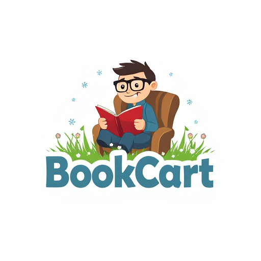 Professional logo design. i wnat to design a logo.Like, a small foot-man like wearing glasses sitting in chair and reading book.and add text 'BookCart ' the text should be animated with around a and with a grass flowers with a winter snow flakes