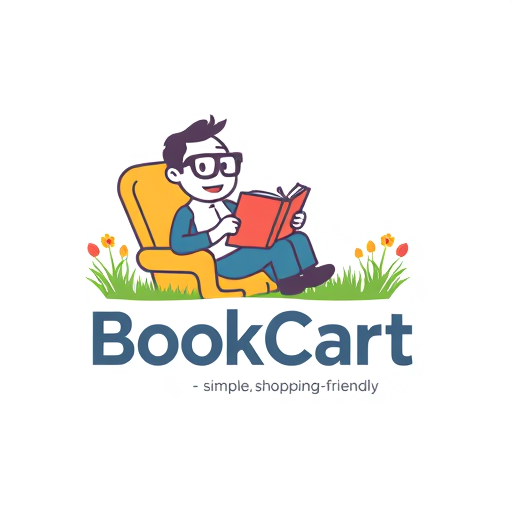 Professional logo design. i wnat to design a logo.Like, a small foot-man like wearing glasses sitting in chair and reading book.and add text 'BookCart – simple, shopping-friendly' with around a and with a grass flowers