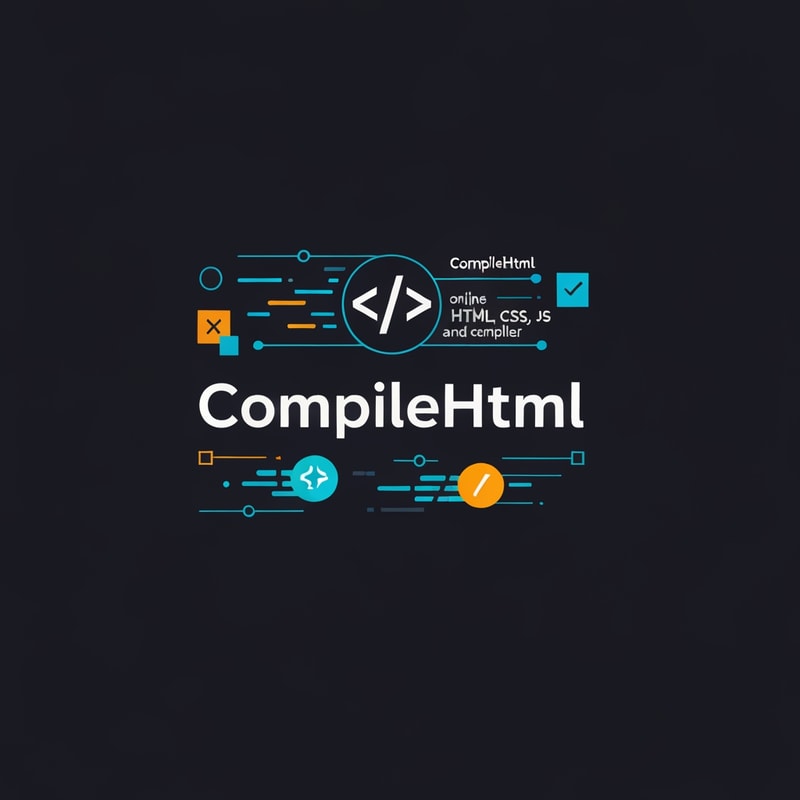"Design a modern, tech-inspired logo for CompileHtml—an online HTML, CSS, JS editor and compiler. The logo should blend symbols of code with a sleek, creative aesthetic. Use bold, energetic colors and include graphical hints of speed, creativity, and web development. The logo must feature the name 'CompileHtml' in a clear, readable font and convey efficiency and innovation."
