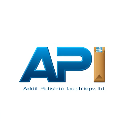 Professional logo design. Letterform for a plastic manufacturing company named "Adil Plastic Industries": API in logo, courier flyer bag picture integrated into the design, representing packaging and distribution. Cyan and dark blue, with a metallic silver accent for a modern and professional feel. Bold, sans-serif typography for "API" with clean, sharp edges. Design with a subtle futuristic and industrial influence, emphasizing efficiency and reliability. Visual execution with clean lines and a sense of motion for the flyer bag, subtly forming or interacting with the "API" letters. White background. write Adil Plastic Industries pvt ltd on bottom of logo