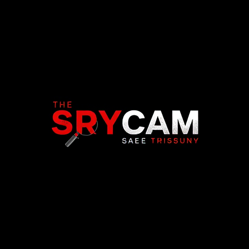 Professional logo design. "Create a minimalist, modern logo for a YouTube channel that produces crime documentary–style reporting. The design should feel serious, suspenseful, and investigative. Use a dark background (black or deep navy) with bold, contrasting typography in white, red, or metallic accents. Incorporate subtle crime-inspired elements such as a magnifying glass, police tape, shadow silhouette, or abstract fingerprint—but keep it sleek and not cartoonish. The style should be cinematic, professional, and eye-catching, suitable for video thumbnails and branding." Create Logo with Spycam