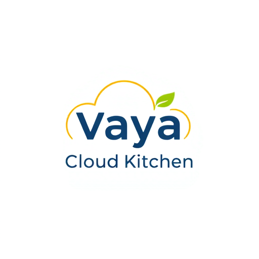 Professional logo design. Vaya Cloud Kitchen — Modern, clean, and professional, with a focus on food and technology, vibrant yet approachable color palette, bright and airy with a hint of warmth, flat design with subtle gradients, a sense of efficiency and deliciousness, clean studio background