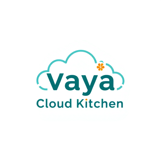 Professional logo design. Vaya Cloud Kitchen — Modern, clean, and professional, with a focus on food and technology, vibrant yet approachable color palette, bright and airy with a hint of warmth, flat design with subtle gradients, a sense of efficiency and deliciousness, clean studio background