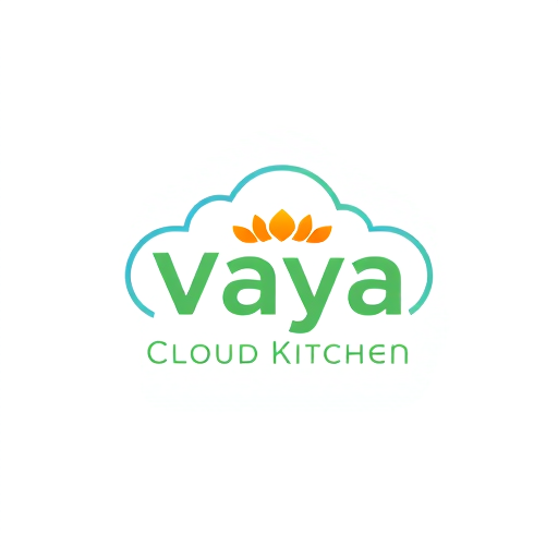 Professional logo design. Vaya Cloud Kitchen — Modern, clean, and professional, with a focus on food and technology, vibrant yet approachable color palette, bright and airy with a hint of warmth, flat design with subtle gradients, a sense of efficiency and deliciousness, clean studio background, increase width and decrease height