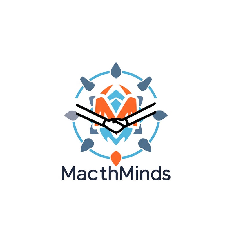 you can make people shaking hands, like they are working together, and also adhere to the name MatchMinds