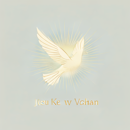 Logo Design: Pictorial for a Christian organization focused on sharing the teachings of Jesus named "Yeshu ke Vachan": A simple, stylized dove in flight carrying a subtle olive branch, with rays of light emanating from behind it, suggesting divine guidance and peace. Minimalist, with a focus on clean lines and symbolic representation. Blue, gold, and white color palette, evoking divinity, wisdom, and purity. Elegant, sans-serif typography for "Yeshu ke Vachan" that is modern yet reverent. Design with a slight ethereal and uplifting influence, drawing inspiration from classic religious iconography but rendered with contemporary minimalism. Visual execution details will include smooth gradients for the light rays and subtle textures for the dove's feathers. Clean white background.