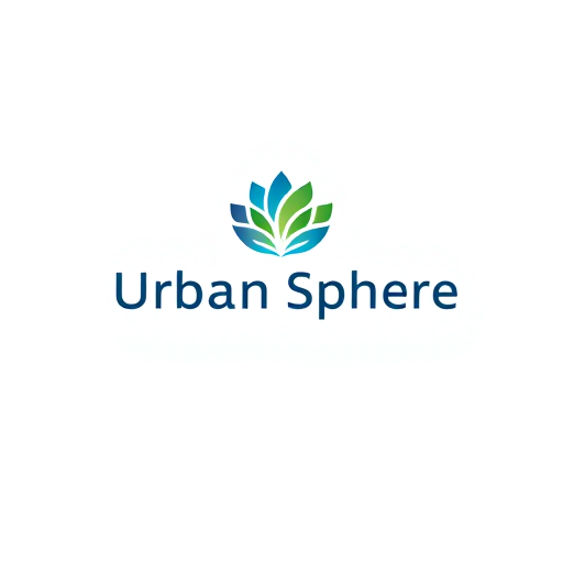 Professional logo design. Minimalist logo for "Urban Sphere". Abstract representation of trust and growth, using a blue and green color palette. Incorporate natural forms with modern geometric shapes. Apply subtle gradient transitions for visual depth. Use clean sans-serif typography, centered or aligned with the icon. Background should be pure white, overall style professional, scalable, and modern.