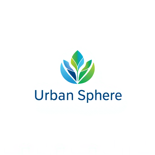 Professional logo design. Minimalist logo for "Urban Sphere". Abstract representation of trust and growth, using a blue and green color palette. Incorporate natural forms with modern geometric shapes. Apply subtle gradient transitions for visual depth. Use clean sans-serif typography, centered or aligned with the icon. Background should be pure white, overall style professional, scalable, and modern.