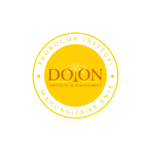 Professional logo design. generate logo in yellow color inside logo write DOON INSTITUTE OF MANAGEMENT make round outside