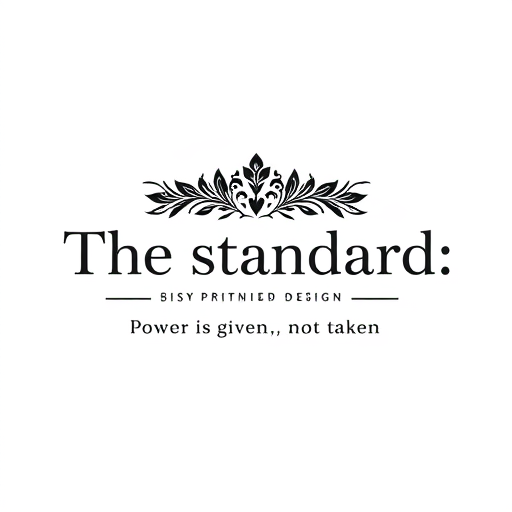 Professional logo design. A dark feminine aesthethic themed toxic hard motivation blog website whose name is "The standard: and the tagline is "Power is given, not taken"