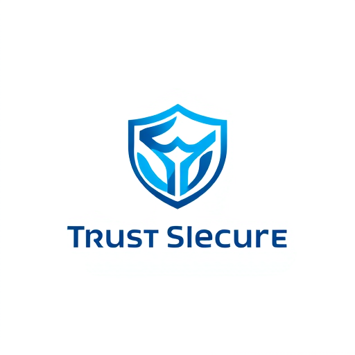 Professional logo design. "Modern shield emblem with abstract design, trust-building blue colors, professional and secure feeling"