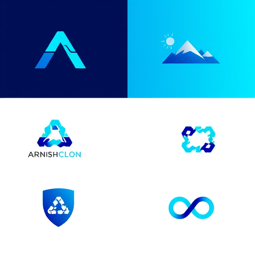 Professional logo design. Create a clean, professional logo grid layout for a Fiverr gig featuring 6 distinct logo concepts. The top row should have three logos: 1) A modern minimalist logo with a stylized letter 'A' formed by a pen nib and digital cursor using navy blue to cyan gradient, 2) An abstract geometric logo of interconnected hexagons forming a lightbulb in teal and navy blue, 3) A elegant fusion logo combining a mountain peak and rising wave in dark blue to teal gradient. The bottom row should have three logos: 4) A shield-shaped logo with a stylized key icon in royal blue and silver gray, 5) A creative logo of a paper plane transforming into a bird in sky blue to ocean blue gradient, 6) An infinity symbol made with interconnected puzzle pieces in indigo and turquoise. All logos should have a clean white background, professional presentation, and be arranged in a balanced 3x2 grid with equal spacing between them."
