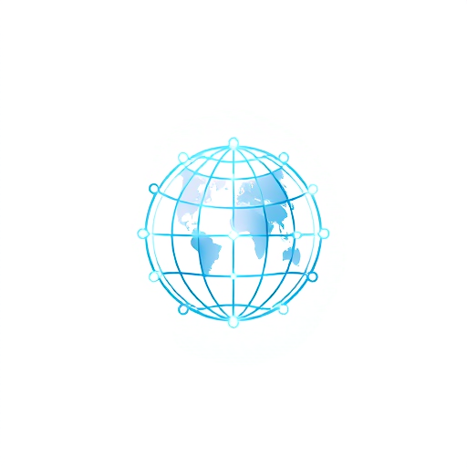 Professional logo design. A professional and elegant logo for a fiber network company. The design features an abstract globe or interconnected nodes made from continuous, glowing fiber optic strands. It symbolizes global connectivity, reliability, and trust. Use a clean and sophisticated gradient of deep blue and cyan on a white background. Minimalist, corporate, and highly trustworthy. --style raw