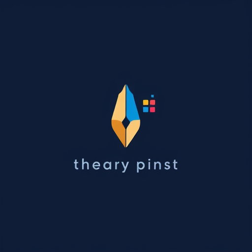 Professional logo design. Minimalist abstract logo combining pen nib and pixel elements, professional color scheme, represents creativity and precision"