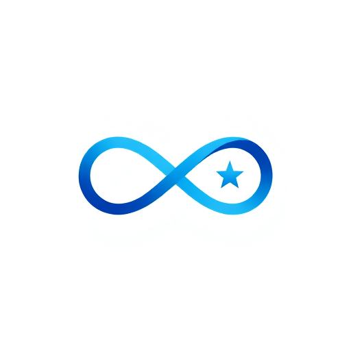 Professional logo design. Abstract infinity symbol with embedded star, gradient blue colors, represents endless possibilities and excellence"