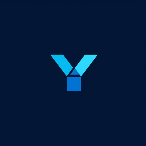 Professional logo design. A modern letter Y logo with geometric shapes, deep navy blue and cyan gradient, clean and professional for design business"