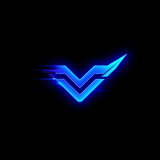 Professional logo design. A modern and dynamic fiber optic internet logo, featuring a sleek racing chevron or arrow made of shimmering light beams. The design conveys blazing fast speed and cutting-edge technology. Use a vibrant gradient of electric blue and purple on a dark background. Professional, eye-catching, and perfect for tech companies. --style raw