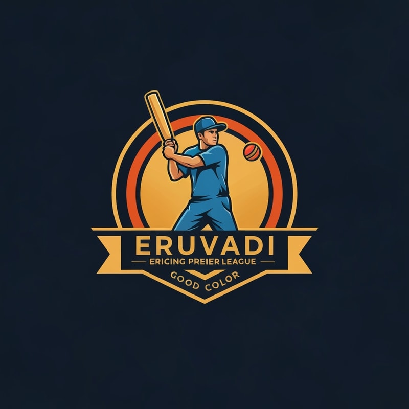 Professional logo design. MAN BATTING CRICKET LOGO WITH ERUVADI PREMIER LEAGUE WITH GOOD COLOR