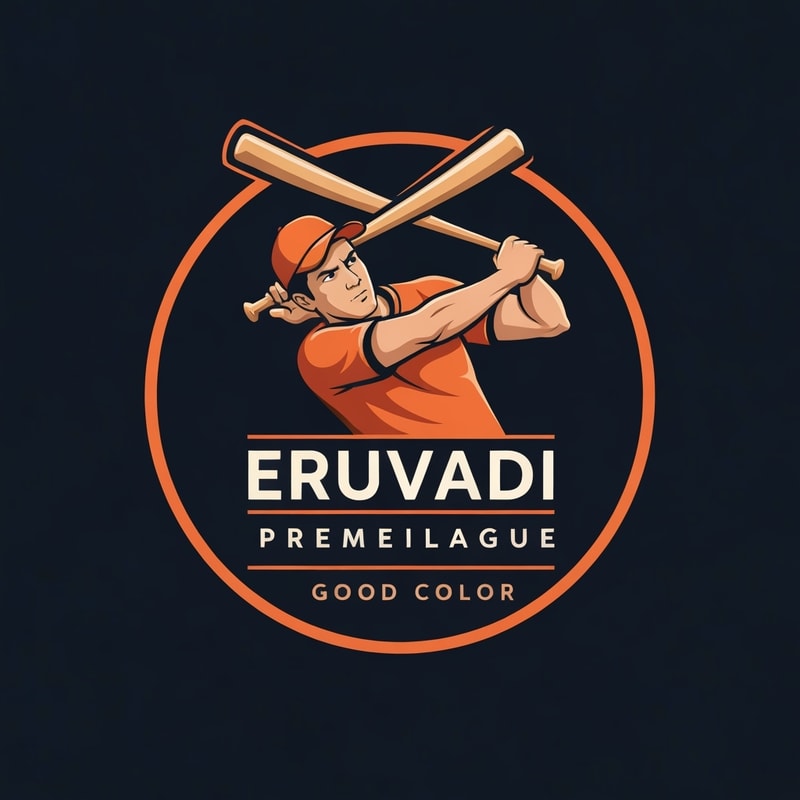 Professional logo design. MAN BATTING LOGO WITH ERUVADI PREMIER LEAGUE WITH GOOD COLOR