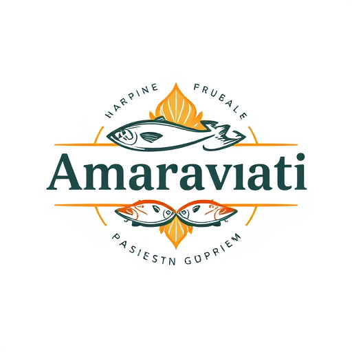 Professional logo design.  i want a restaurant name Amaravati with 5 fishess and two breads merge in it, stalish