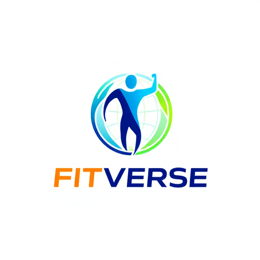 Professional logo design. Pictorial logo for a fitness and diet consultant brand named "FITVERSE": Abstract representation of a dynamic human figure merging with a stylized globe, symbolizing global reach in fitness and holistic well-being. Vibrant gradient of electric blue, energetic green, and a touch of bright orange, representing vitality, health, and motivation. Bold, modern sans-serif typeface for "FITVERSE" with subtle athletic curves. Design with an emphasis on modern, clean aesthetics and a touch of futuristic inspiration, reflecting innovation in fitness. Use smooth, flowing lines and sharp, impactful angles. White background.