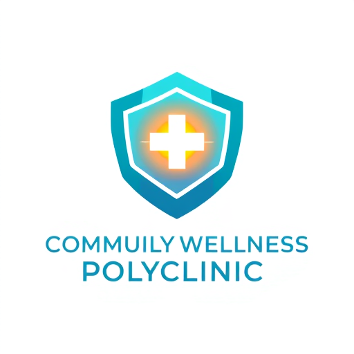 Professional logo design. Logo design for "Community Wellness Polyclinic".  
Concept: a futuristic abstract shield containing a glowing pulse or orb inside, symbolizing protection, vitality, and empowerment.  
Represents a modern healthcare hub that safeguards doctors and communities alike.  
Color palette: teal, royal blue, and warm orange glow.  
Clean vector, premium gradient finish, minimal and futuristic.  
Typography: bold sans-serif, geometric and confident.  
No red cross or typical medical icons.