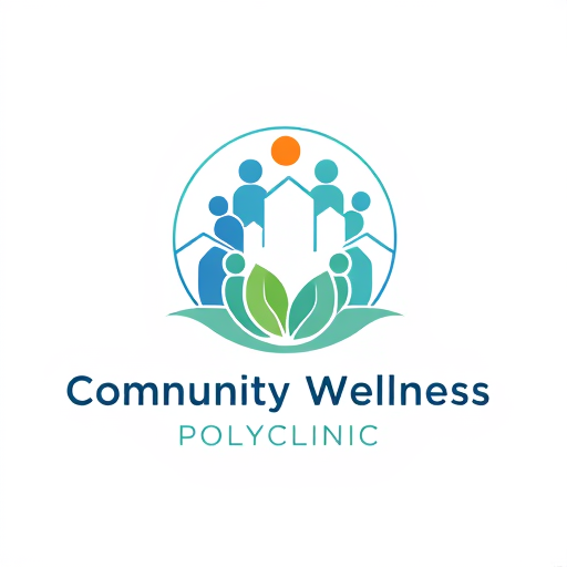 Professional logo design. Logo design for "Community Wellness Polyclinic".  
Concept: A modern healthcare coworking hub where doctors rent cabins to serve the community.  
Abstract design: a circle with connected human figures and abstract building/cabin shapes inside, symbolizing both community and professional space.  
Include elements of wellness like a sunrise, leaf, or soft curve lines, but avoid red cross.  
Colors: calming blue, fresh green, and a touch of warm orange.  
Minimalist vector logo, flat, scalable, clean background.  
Typography: modern sans-serif, professional yet approachable.