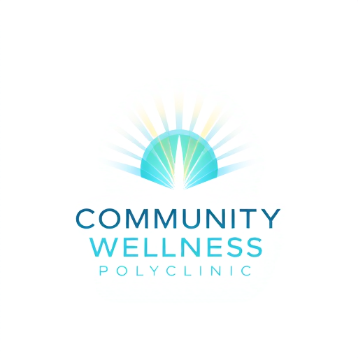 Professional logo design. Logo design for "Community Wellness Polyclinic".
Concept: A futuristic beacon of light radiating outward, symbolizing guidance, unity, and holistic care.
Abstract shape of light waves or a cone of energy emerging from a central source.
Minimal, sleek, glowing style with gradients of turquoise, blue, and soft gold.
Represents modern wellness and community strength.
Typography: futuristic sans-serif, bold yet calm.
No medical symbols. Flat vector logo with depth through light.