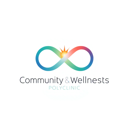 Professional logo design. Logo design for "Community Wellness Polyclinic".  
Concept: an elegant infinity loop made of two interwoven ribbons, representing doctors and community coming together in continuous care.  
Glowing intersection point symbolizing shared purpose and well-being.  
Colors: gradient of blue and green with a touch of coral.  
Modern, minimal, vector-based design with soft curves and balance.  
Typography: sleek sans-serif, clean and timeless.  
No red cross or hospital icons.