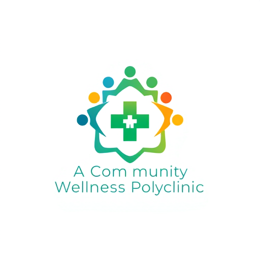 Professional logo design. Logo design for "A Community Wellness Polyclinic", modern and professional, symbolizing healthcare, community, and holistic wellness. Include a circle of abstract human figures holding hands around a green medical cross at the center. Incorporate soft gradients of blue, green, and orange to represent trust, wellness, and positivity. Minimalist flat style, vector graphic, clean lines, no background, suitable for branding. Typography: modern sans-serif, approachable yet professional. 