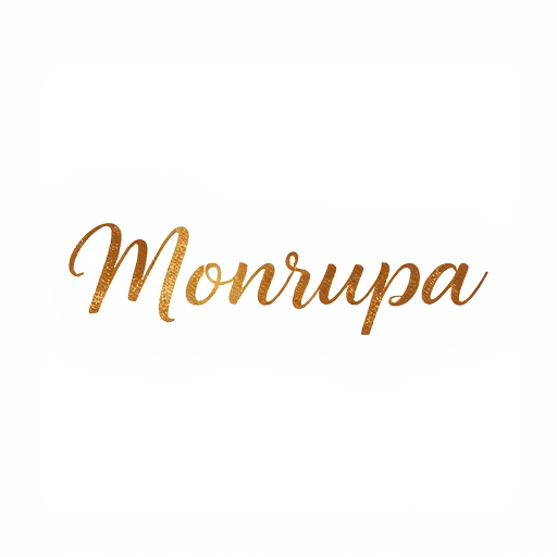 Professional logo design. Letterform logo for a fictional brand named "Monrupa": Abstract calligraphy, muted earth tones, custom hand-drawn lettering with flowing curves and slightly elongated strokes. Design with an organic and artisanal influence, emphasizing a sense of natural elegance. Utilize a subtle textured finish for the lettering, on a plain white background.