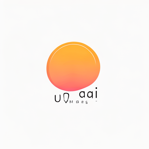 Logo Design: minimalist logo for a wellness brand named "Uddai": rising sun, warm gradient of orange, yellow, and pink, modern sans-serif font. Design with subtle Asian influence, clean lines and simplified shapes, solid white background.