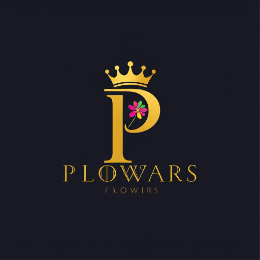 Professional logo design. i want to create logo for flower shop named Pandian Flowers the letter P in Pandian Flowers has a crown and tha text should be in golden and the background enhance the brand name it should be professtional not included flowers
