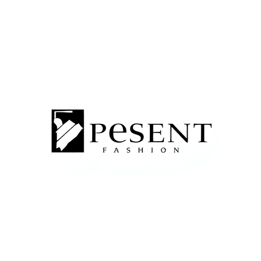 Professional logo design. Minimalist logo for a modern and elegant fashion brand named "Present Fashion": A clean, abstract geometric shape symbolizing timelessness and forward-thinking design, a monochromatic palette of sophisticated black and white with subtle metallic silver accents, and a sleek, sans-serif typeface. Design with a contemporary artistic influence, a precise and refined visual execution with sharp lines and balanced negative space, and a plain white background.