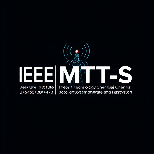 Professional logo design. design a logo for IEEE MTT-S (IEE MICROWAVE THEORY & TECHNOLOGY SOCIETY) add an image of antenna in background or any related image. also add text - VELLORE INSTITUTE OF TECHNOLOGY CHENNAI STUDENT BRANCH CHAPTER