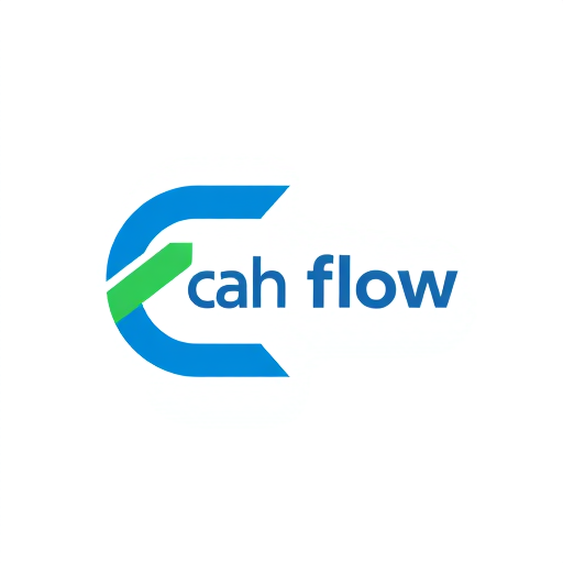 Professional logo design. Letterform for a budget tracking application named "Cash flow": A stylized "C" and "F" intertwined to represent flow and financial management, minimalist, clean, and modern, blue and green, sans-serif, geometric, sleek and polished, flat design, white background