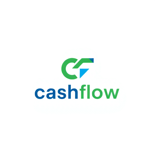Professional logo design. Letterform for a budget tracking application named "Cash flow": A stylized "C" and "F" intertwined to represent flow and financial management, minimalist, clean, and modern, blue and green, sans-serif, geometric, sleek and polished, flat design, white background