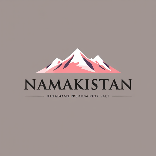 Professional logo design. “Create a stylish and modern logo for Namakistan with the tagline Himalayan Premium Pink Salt. Incorporate abstract Himalayan mountain shapes blended with soft pastel tones of #f8cdc7. The design should reflect nature, purity, and premium quality. Use a bold yet elegant font to make the brand name stand out, with the tagline placed neatly below.”