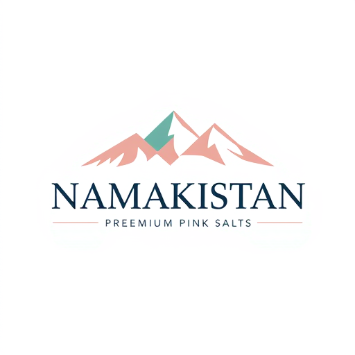 Professional logo design. “Create a stylish and modern logo for Namakistan with the tagline Himalayan Premium Pink Salt. Incorporate abstract Himalayan mountain shapes blended with soft pastel tones of #f8cdc7. The design should reflect nature, purity, and premium quality. Use a bold yet elegant font to make the brand name stand out, with the tagline placed neatly below.”