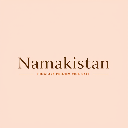 Professional logo design. “Generate a minimal and luxury logo for Namakistan with the tagline Himalayan Premium Pink Salt. Focus on creative typography, making the text the hero of the design. Add a subtle detail such as a salt crystal dot on the letter ‘i’ or a thin underline in #f8cdc7. The style should be simple, elegant, and perfect for high-end product packaging.”