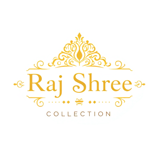 Professional logo design. “Luxury ornamental logo for Raj Shree Collection, jewellery brand for men and women. Use gold color with elegant serif typography. Create a royal emblem design
