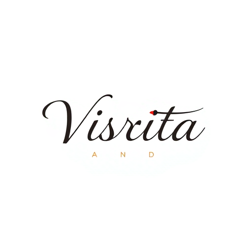Professional logo design. Logo design for a fashion brand named "Visrita". Brand name written in a clean, simple, modern font. Along with the text, add a subtle fashion-related design element like a flowing fabric line, kurti outline, hanger, or elegant floral motif. Minimal, classy, and elegant style. Vector logo, no background, professional look. 