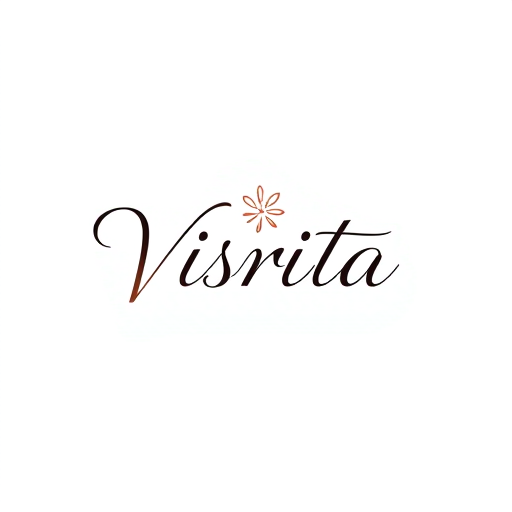 Professional logo design. Logo design for a fashion brand named "Visrita". Simple and elegant typography, modern and minimal style. Inspired by women’s fashion and ethnic wear (kurtis). Clean lines, soft curves, and a graceful feminine touch. Subtle icon like a kurti outline, hanger, fabric flow, or abstract floral element. Luxury yet simple design, versatile for website and print. Vector style, no background. 