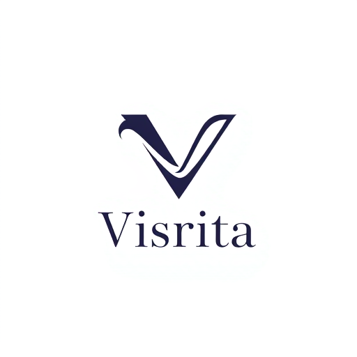 Professional logo design. Minimal logo design customization. The main focus is the letter "V", styled with a very simple cloth or fabric flow graphic integrated into the design. The cloth element should look elegant and minimal, like a smooth flowing line or drape, not detailed or heavy. Below, write "Visrita" in a clean, modern sans-serif font (not cursive). Professional, classy, fashion brand logo. Vector style, no background.