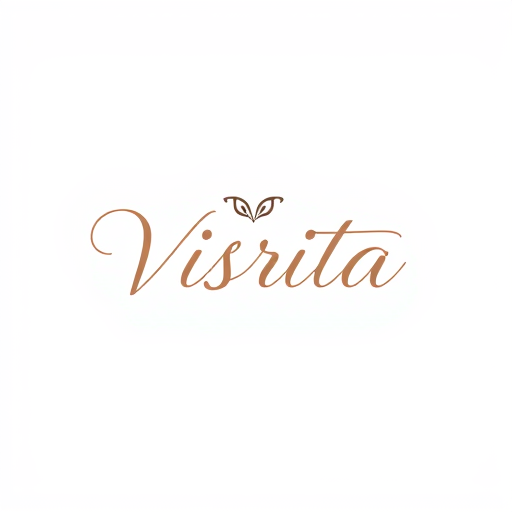 Professional logo design. Minimal modern logo design for a fashion brand named "Visrita". Elegant typography with stylish curves, representing women's fashion and kurtis. Use a clean and classy style, simple yet luxurious. Soft pastel or earthy tones, minimal icon like a fabric pattern, kurti outline, or abstract floral element. Professional, versatile, vector-style logo for brand identity. 