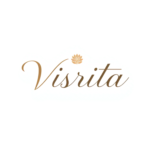 Professional logo design. Minimal modern logo design for a fashion brand named "Visrita". Elegant typography with stylish curves, representing women's fashion and kurtis. Use a clean and classy style, simple yet luxurious. Soft pastel or earthy tones, minimal icon like a fabric pattern, kurti outline, or abstract floral element. Professional, versatile, vector-style logo for brand identity. 